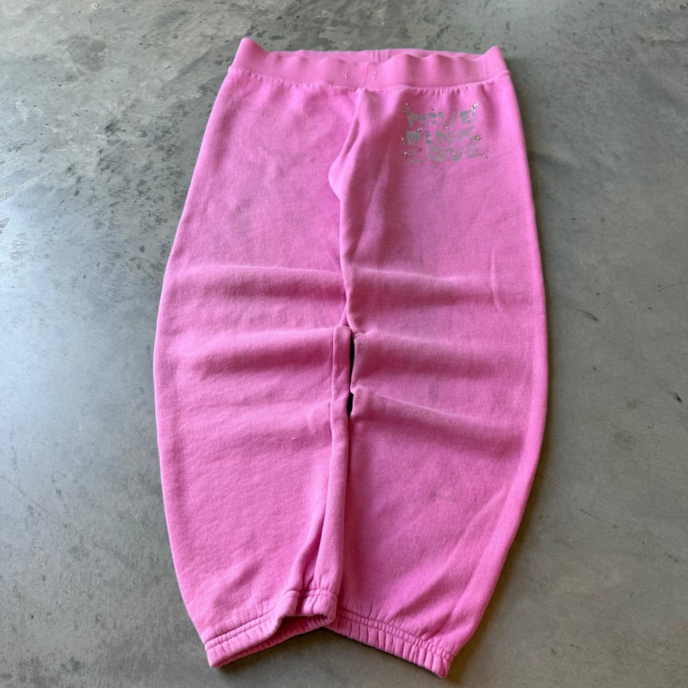 Victorias Secret PINK Sweatpants Pink Glitter Rhinestone Logo Joggers Womens M